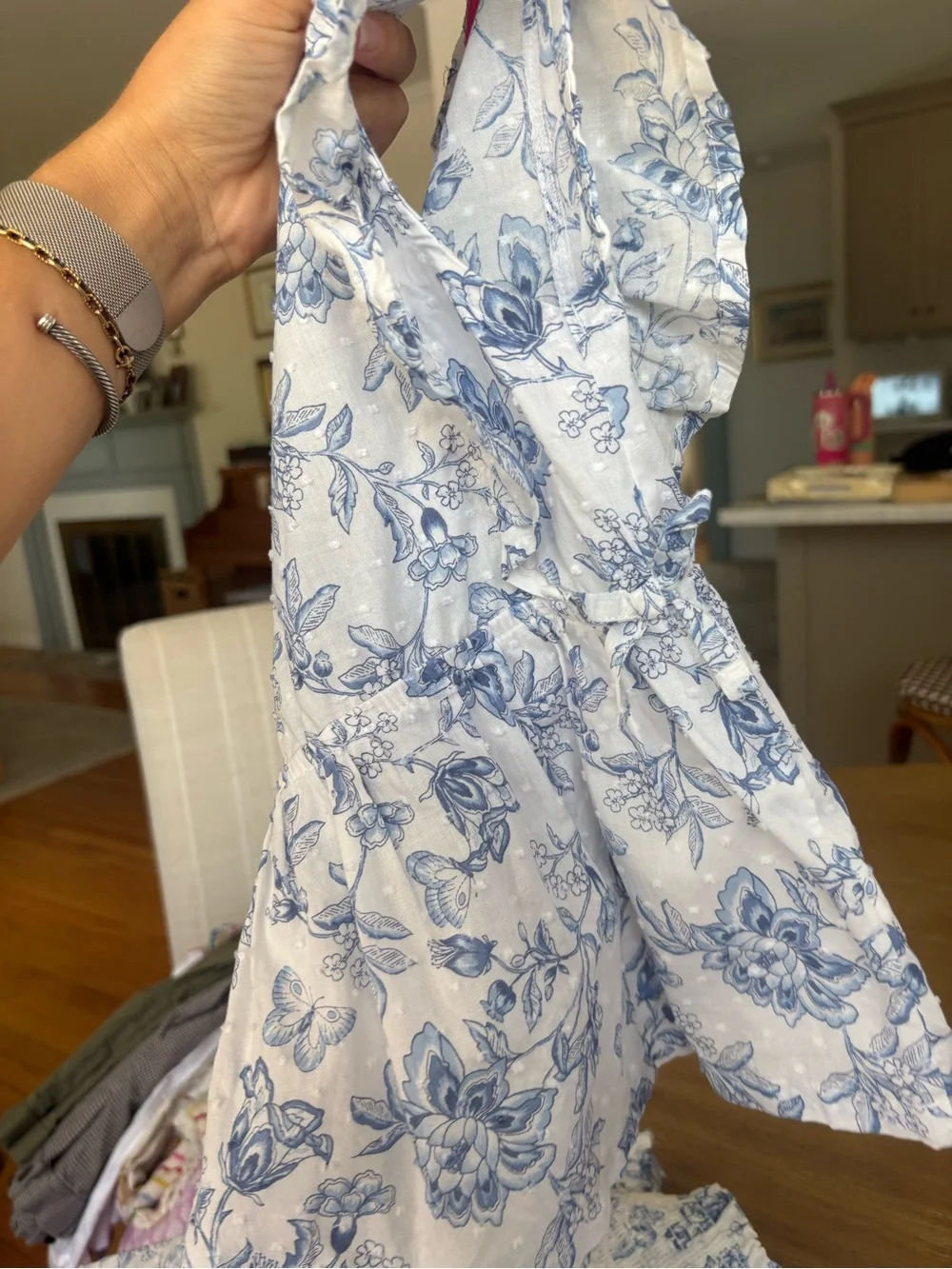 Penelope Mack White & Blue Floral Print Skirt & Top Set size 7